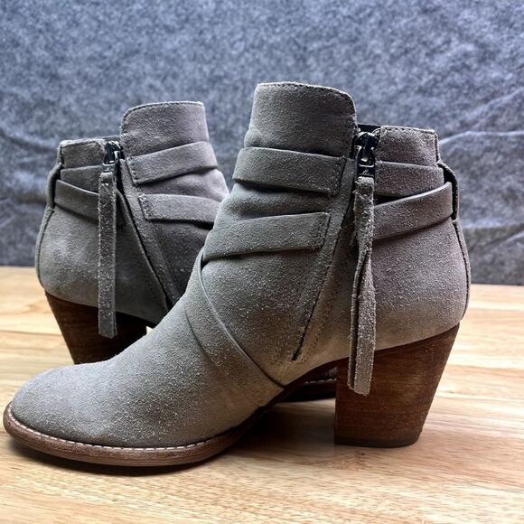 Sam Edelman Ankle Boots Womens 8M Merton Gray Suede Harness - Picture 6 of 15